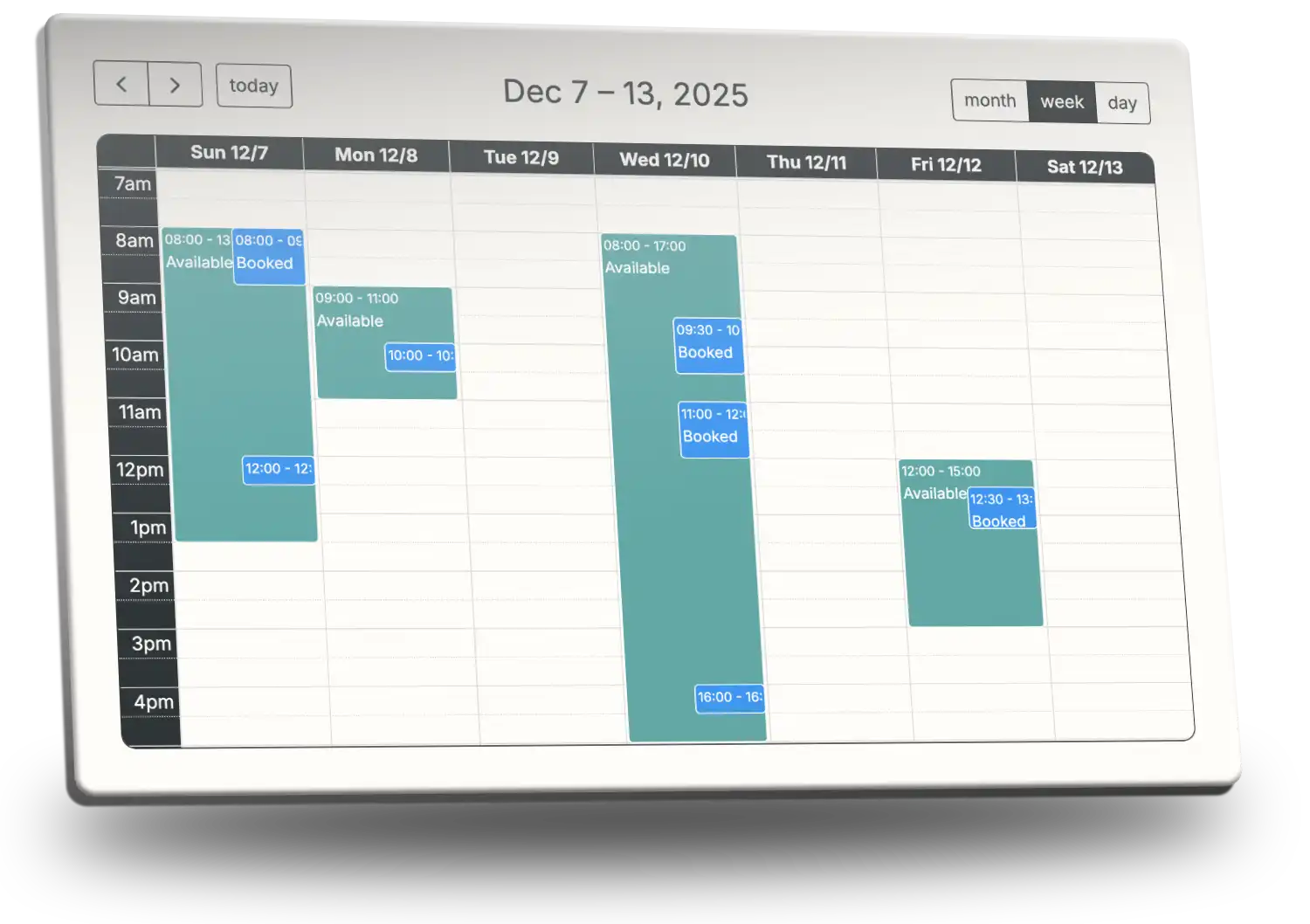 Teacher availability calendar