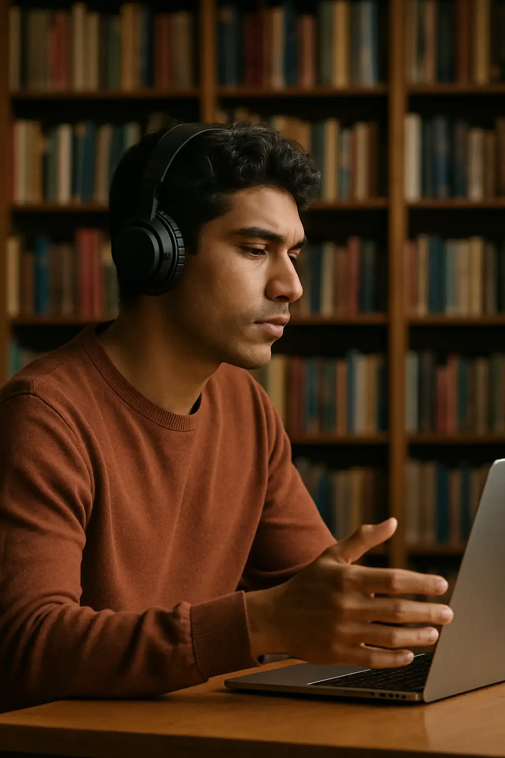 Student in an online English lesson