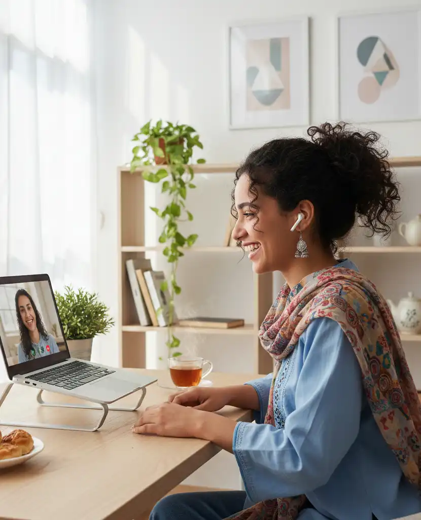 Teacher in an online lesson